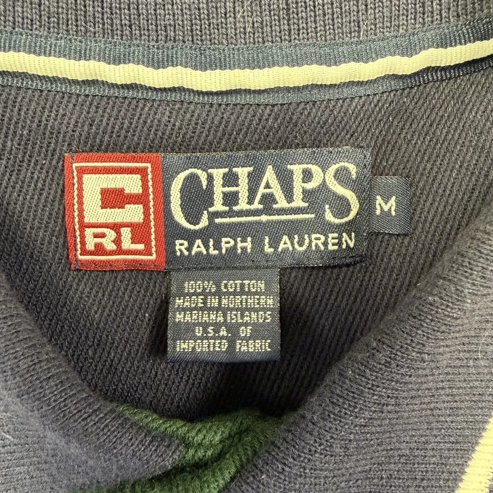 Vintage 90s Chaps Ralph Lauren Longsleeve Polo Size Medium Vertical Color Block